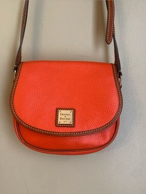 Dooney & Bourke Pebble Grain Hallie Shoulder Bag Persimmon Color Leather